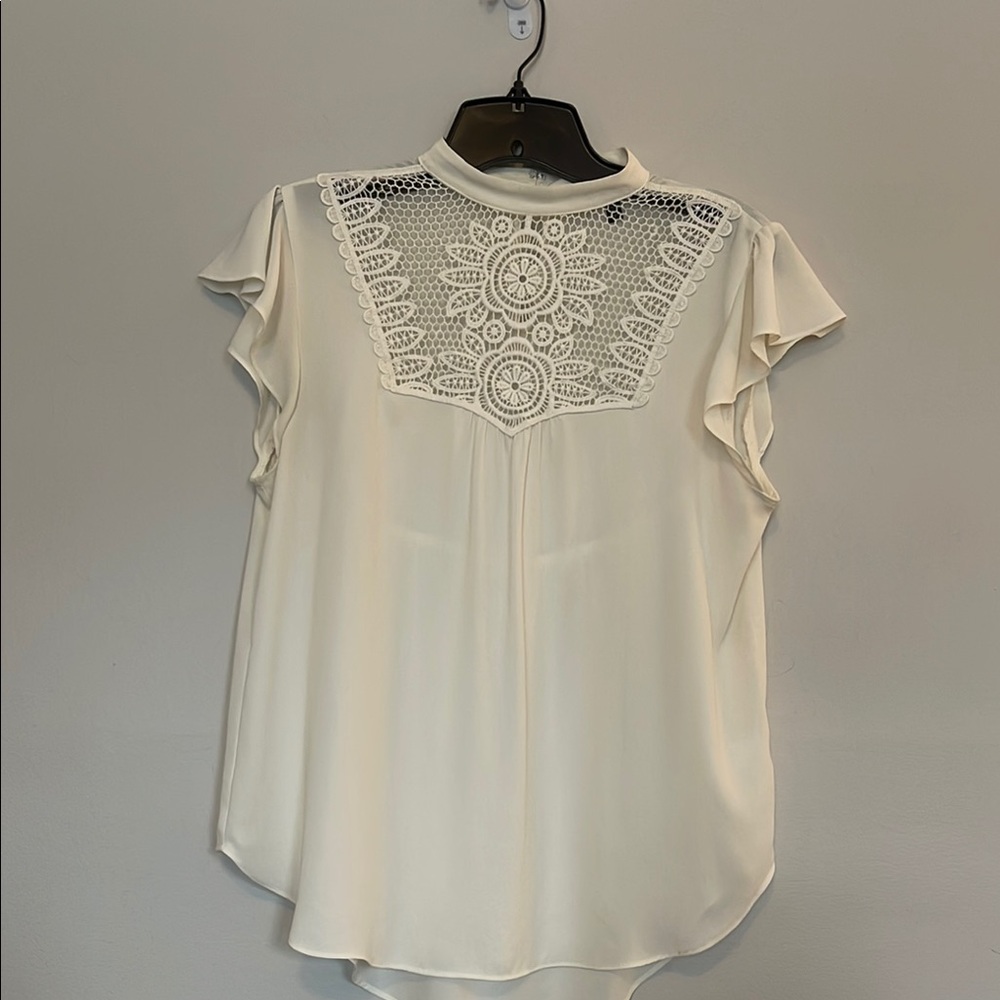 Elegant Cream Lace Blouse from Express